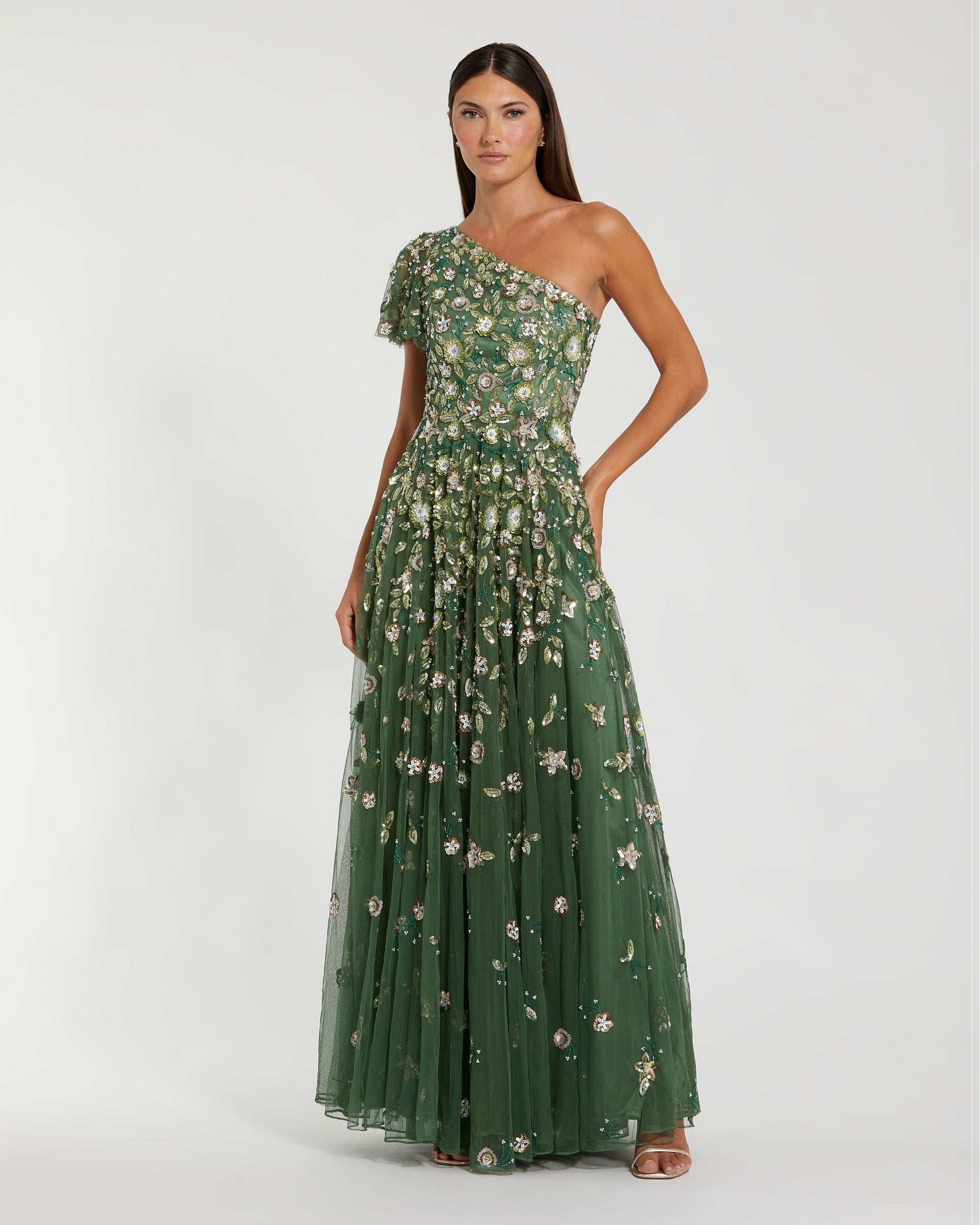 Long Formal Sequin Beaded A Line Dress Mac Duggal 6159