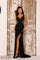 Prom Dresses Fitted Sequin Long Formal Slit Evening Prom Dress Black/Gold