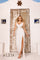 Prom Dresses Fitted Sequin Long Formal Slit Evening Prom Dress Ivory/Gold