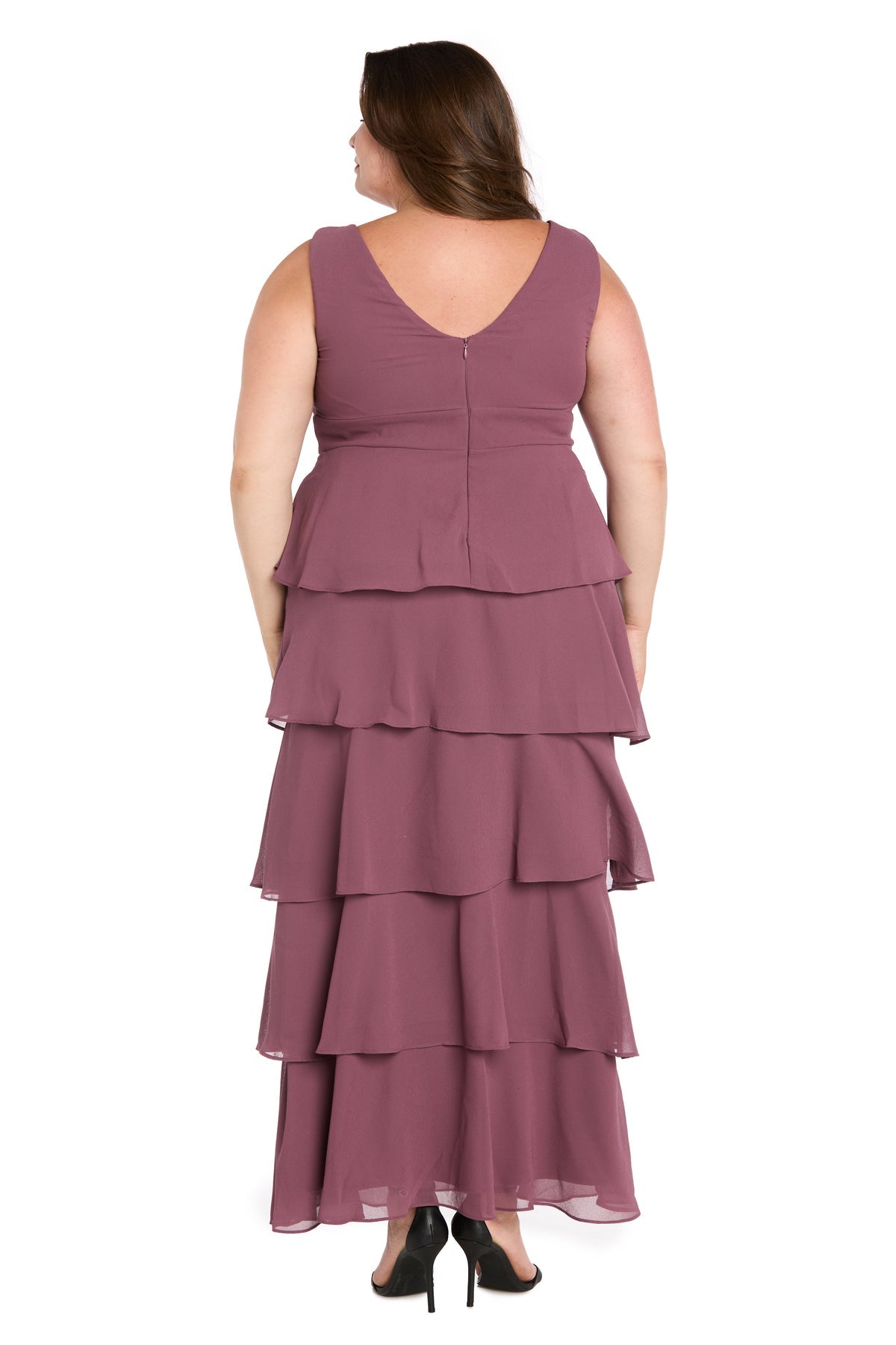 V-Neck Floor-Length Chiffon Formal A-Line Dress R&M Richards 6166W