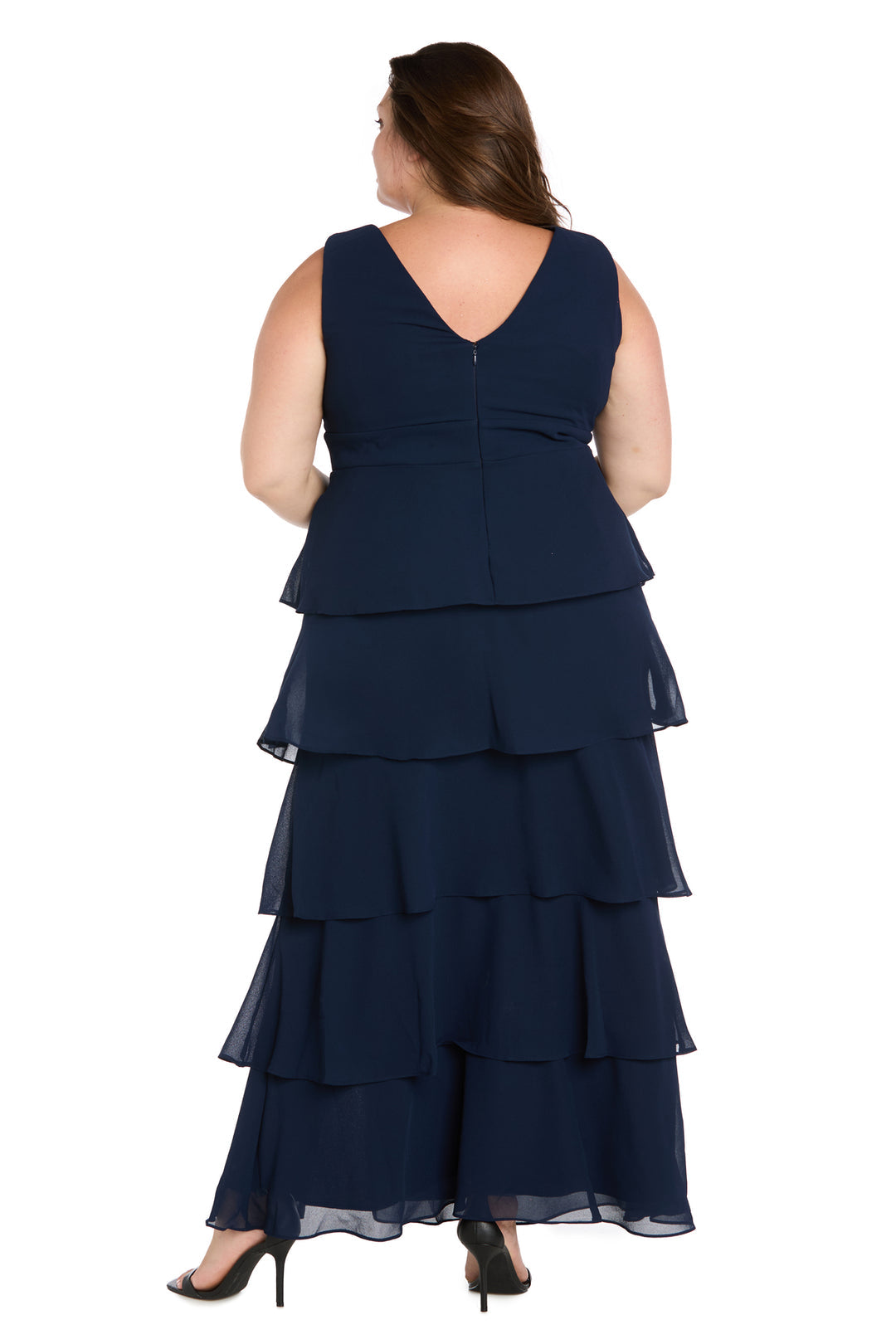 V-Neck Floor-Length Chiffon Formal A-Line Dress R&M Richards 6166W