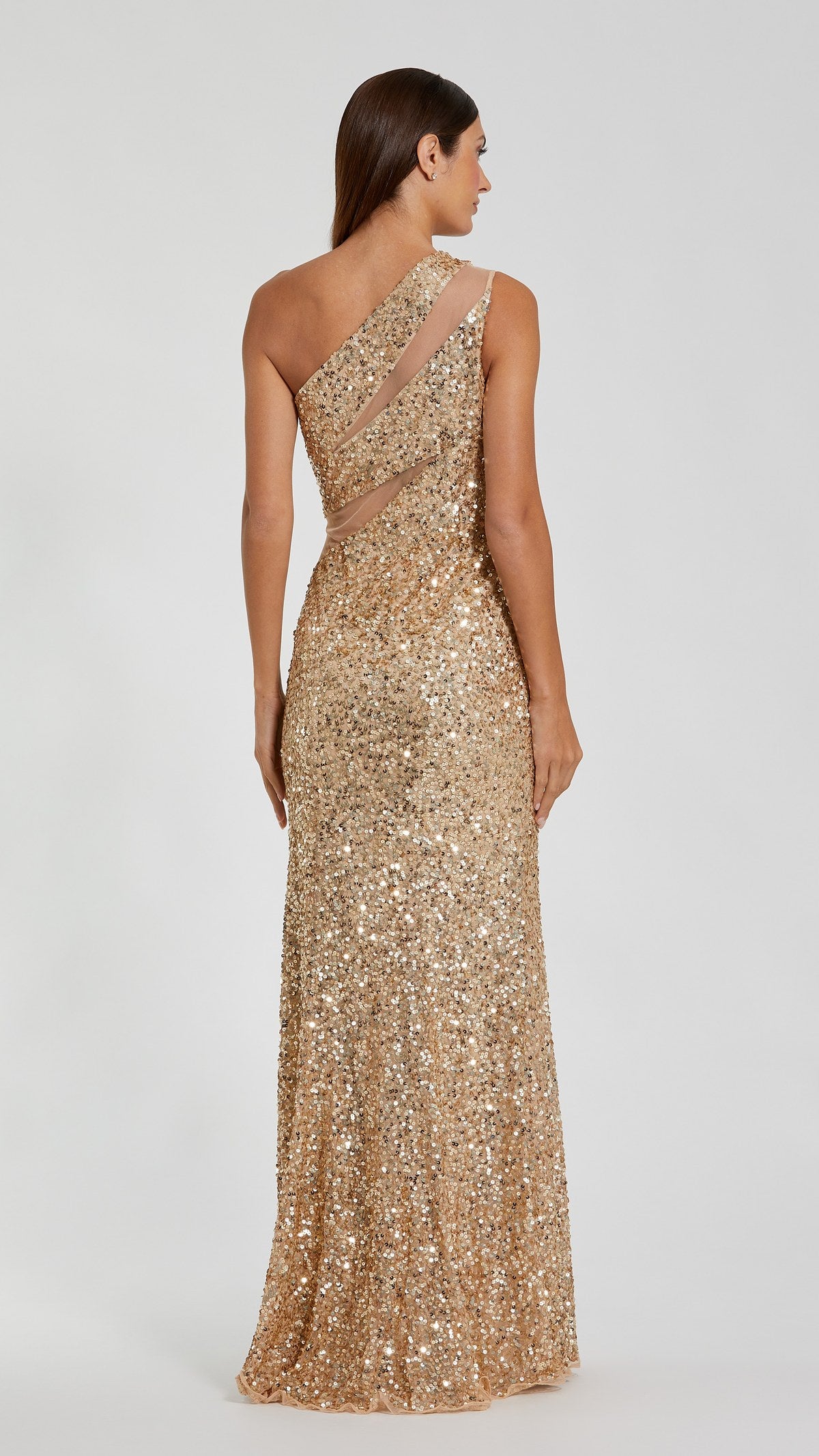 Mac Duggal style 6167 in Nude Gold, back view