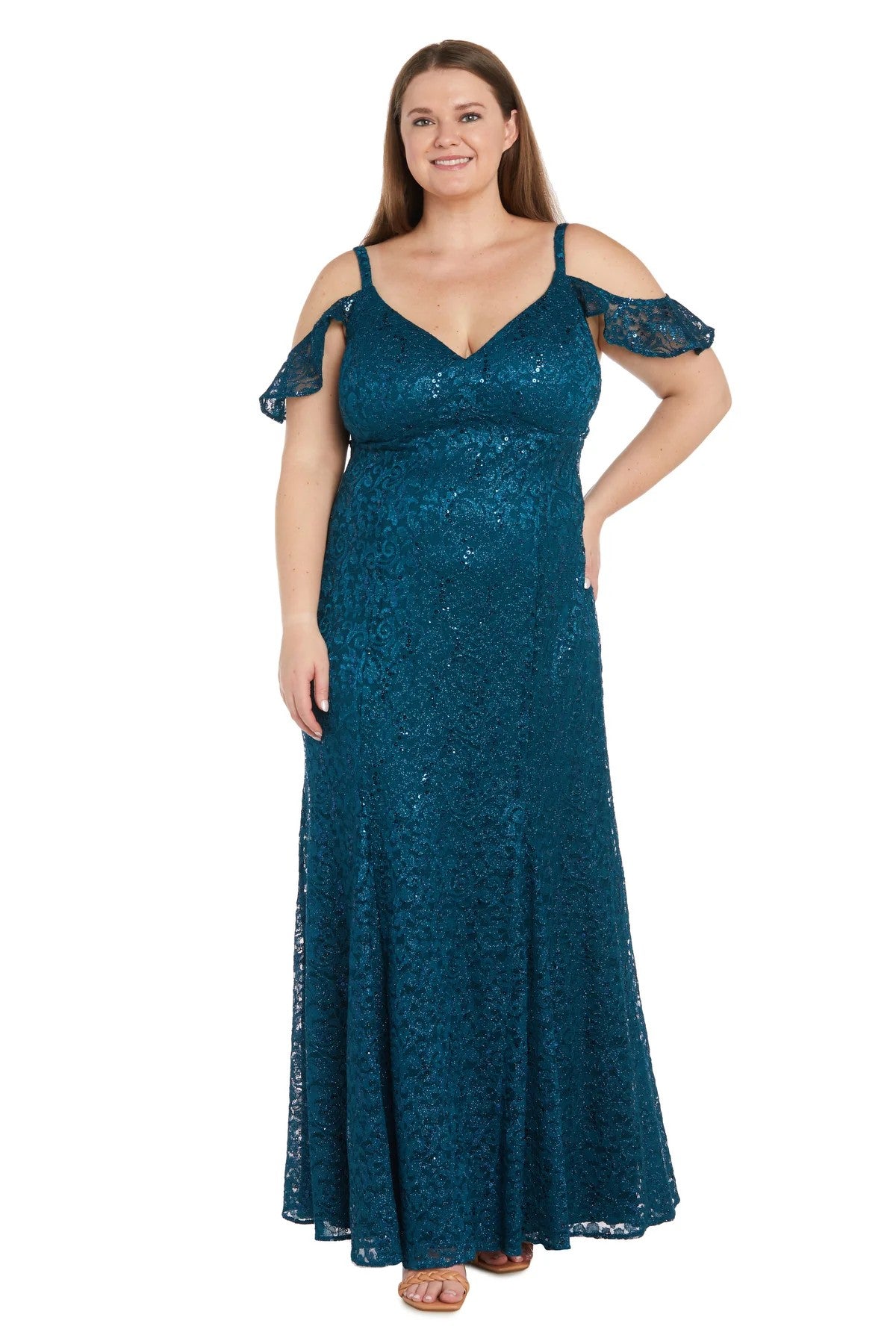 Plus Size Dresses Plus Size Long Formal Glitter Dress Peacock 