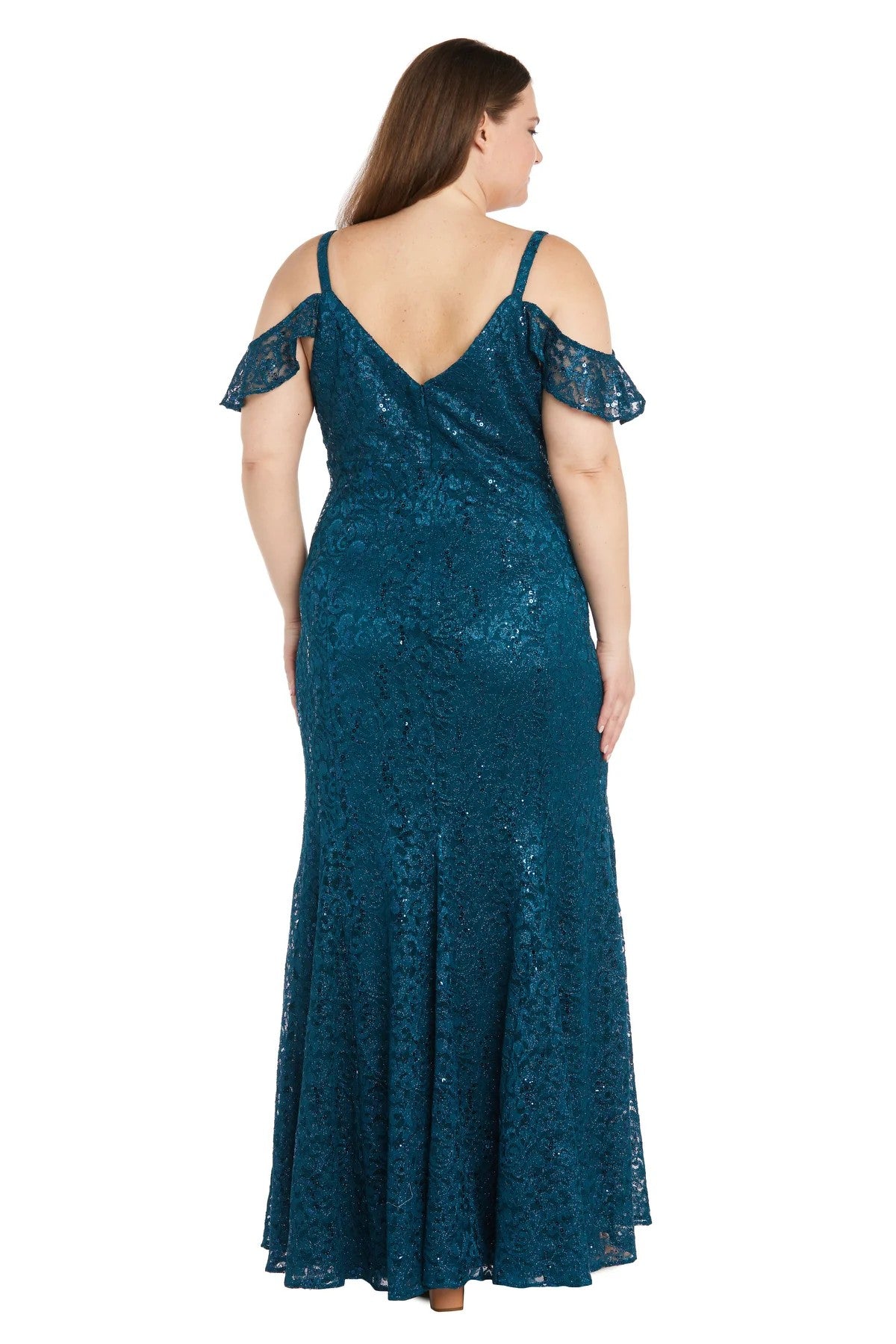 R&M Richards 6177W Plus Size Long Formal Glitter Dress