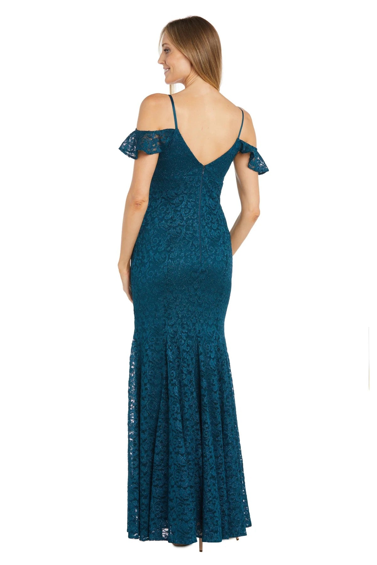 R&M Richards 6177 Long Formal Glitter Lace Evening Dress