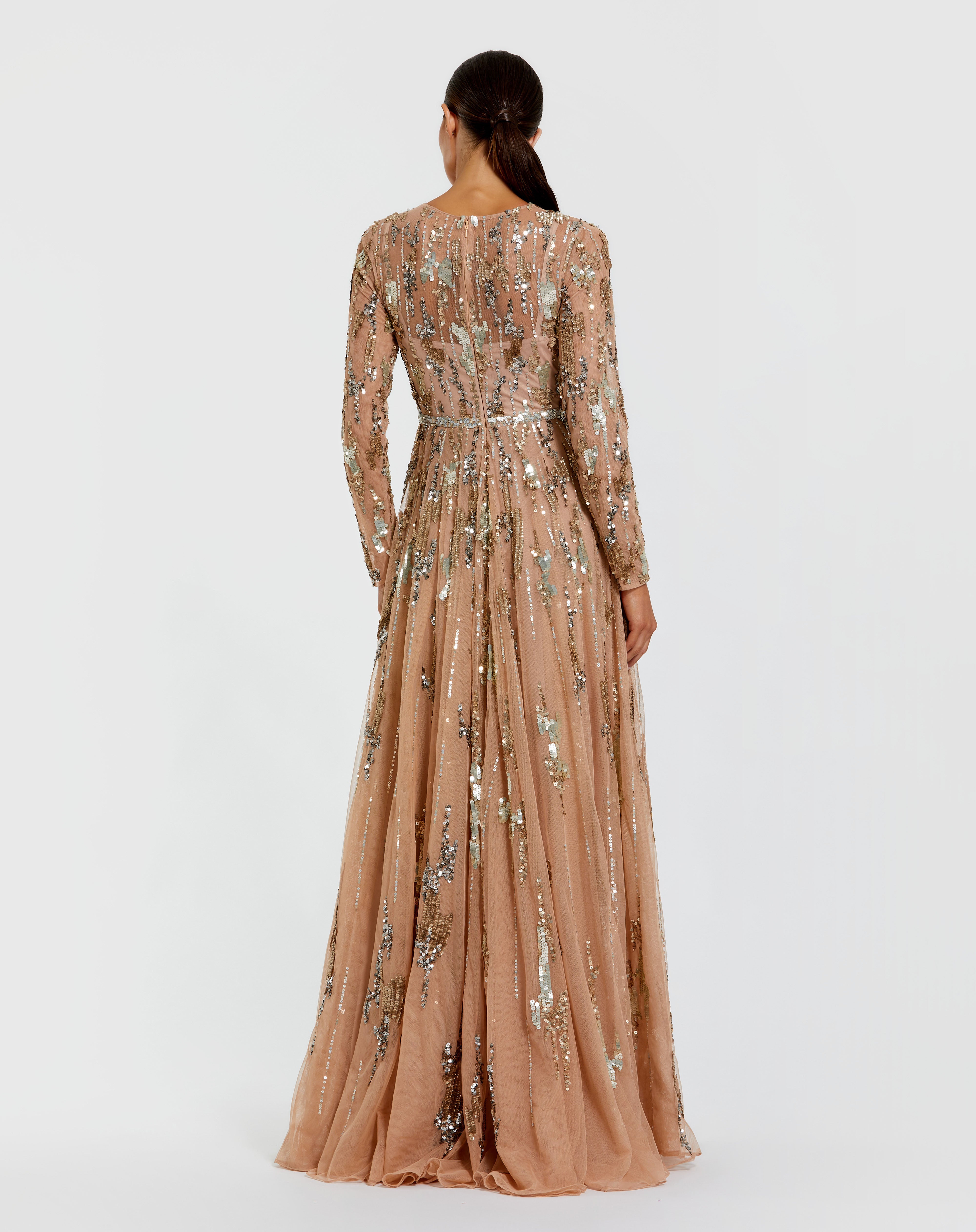 Prom Dresses Beaded Long Formal A Line Dress Mac Duggal 2354 Porcelain