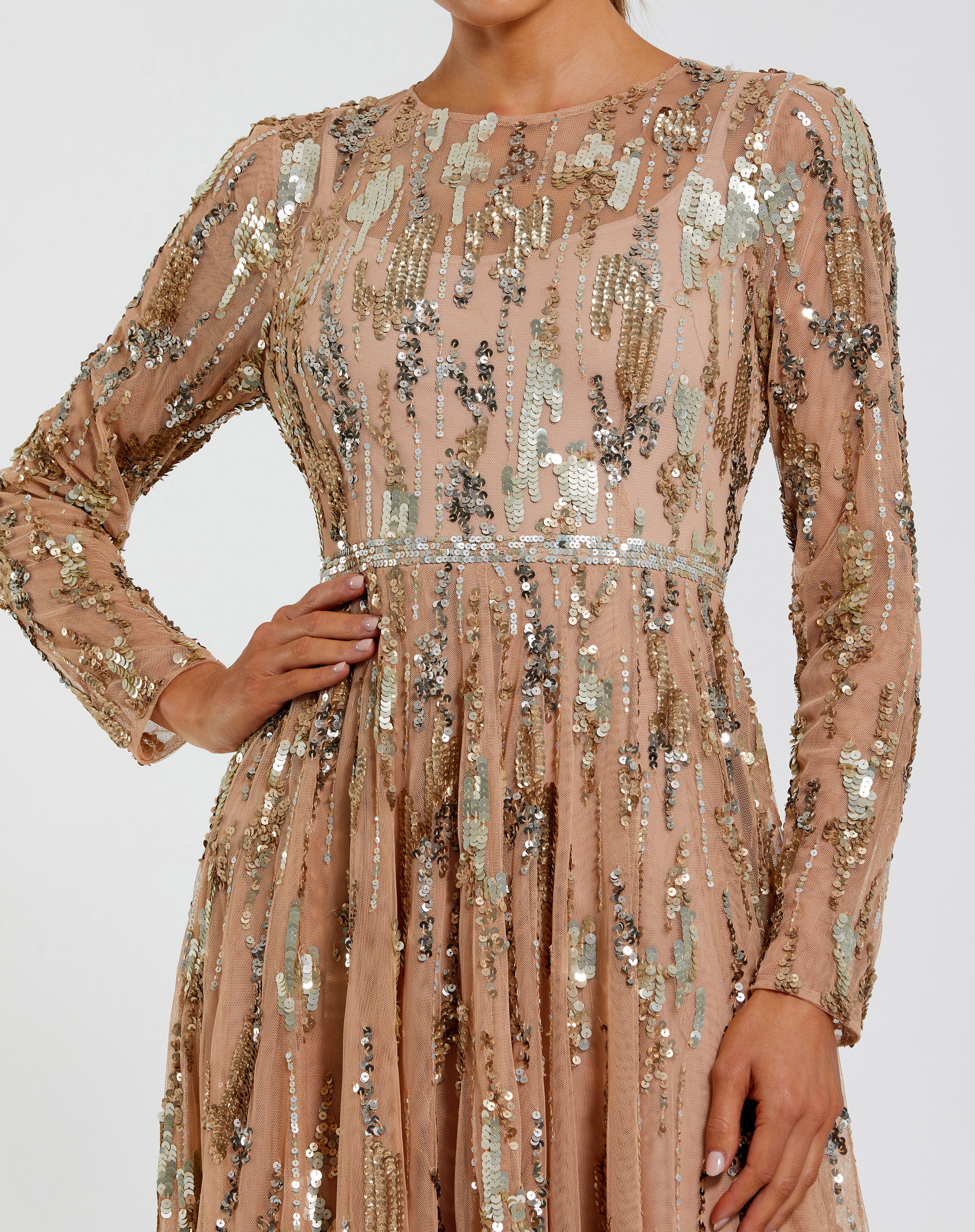 Prom Dresses Beaded Long Formal A Line Dress Mac Duggal 2354 Porcelain
