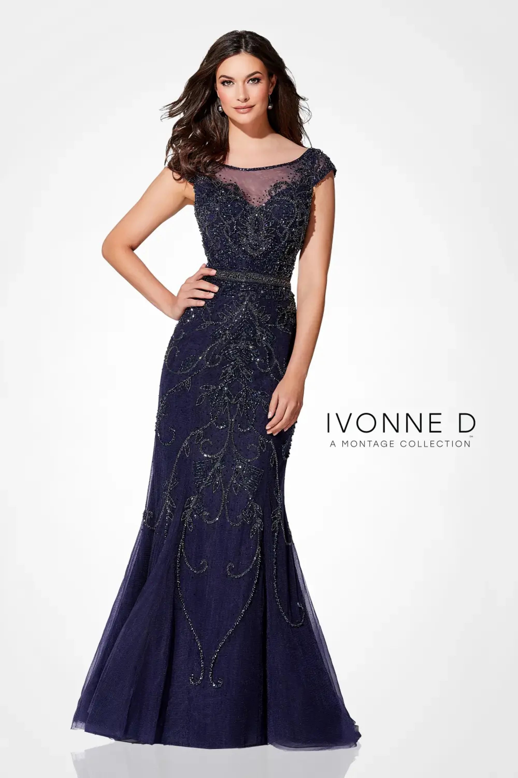 Mother of the Bride Dresses Long Mother of the Bride Beaded Formal Dress Navy Blue