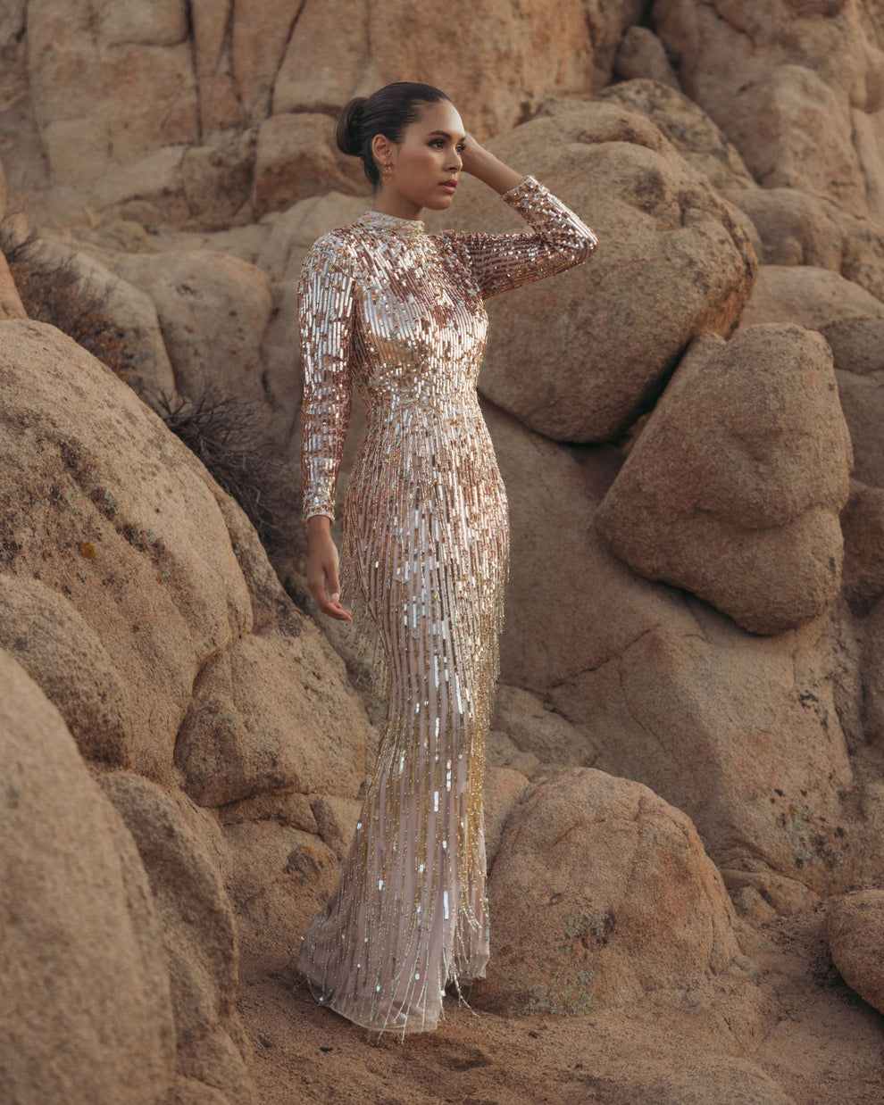 Mother of the Bride Dresses Sequin Long Formal Beaded Mother of the Bride Dress Gold Silver Ombre