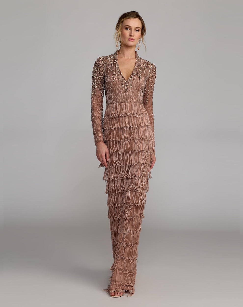 V-Neck Floor-Length Sequin Occasion Mermaid Mac Duggal 996188P