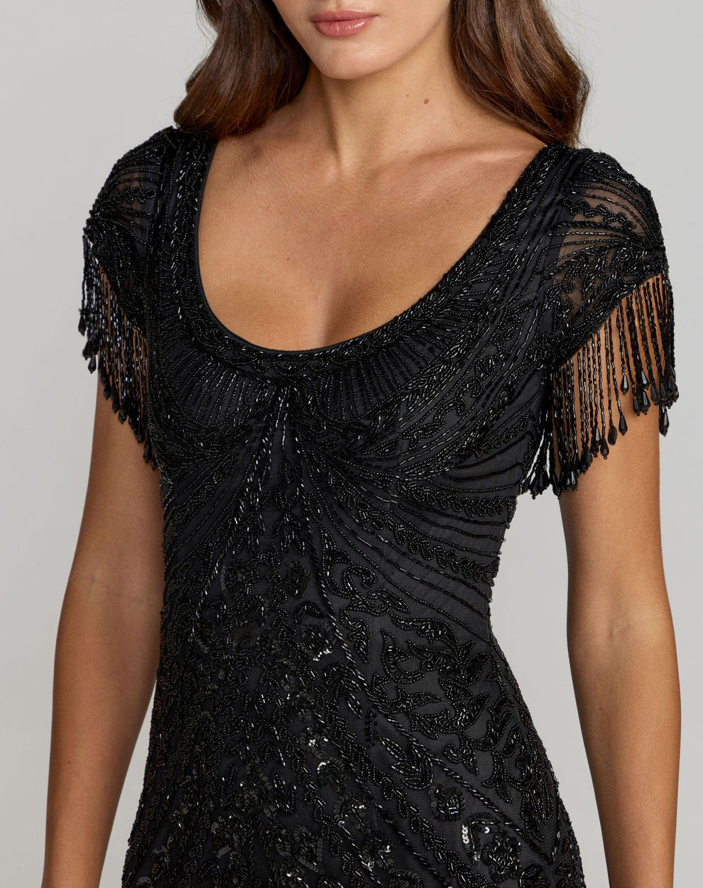 Formal Dress Long Formal Fitted Beaded Dress Black