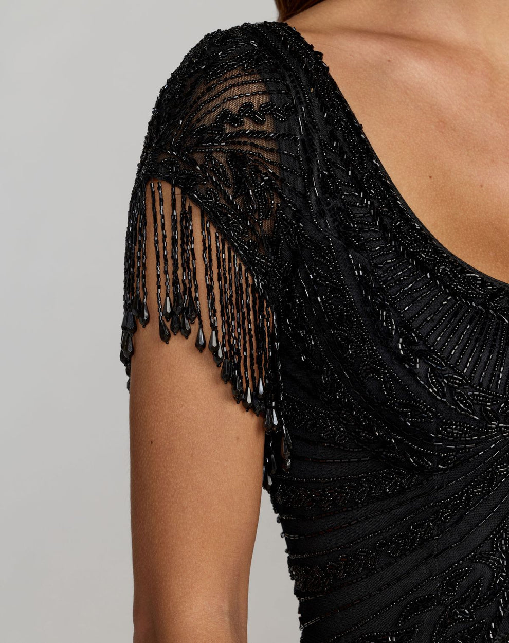 Formal Dress Long Formal Fitted Beaded Dress Black