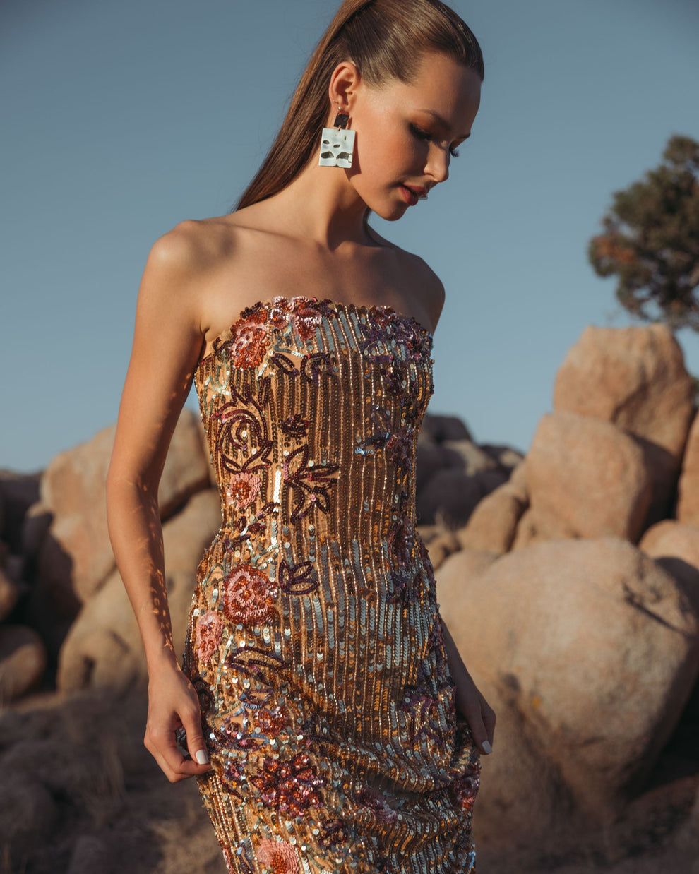 Mac Duggal 6193 Formal Beaded Long Floral Sequin Prom Dress – The Dress  Outlet