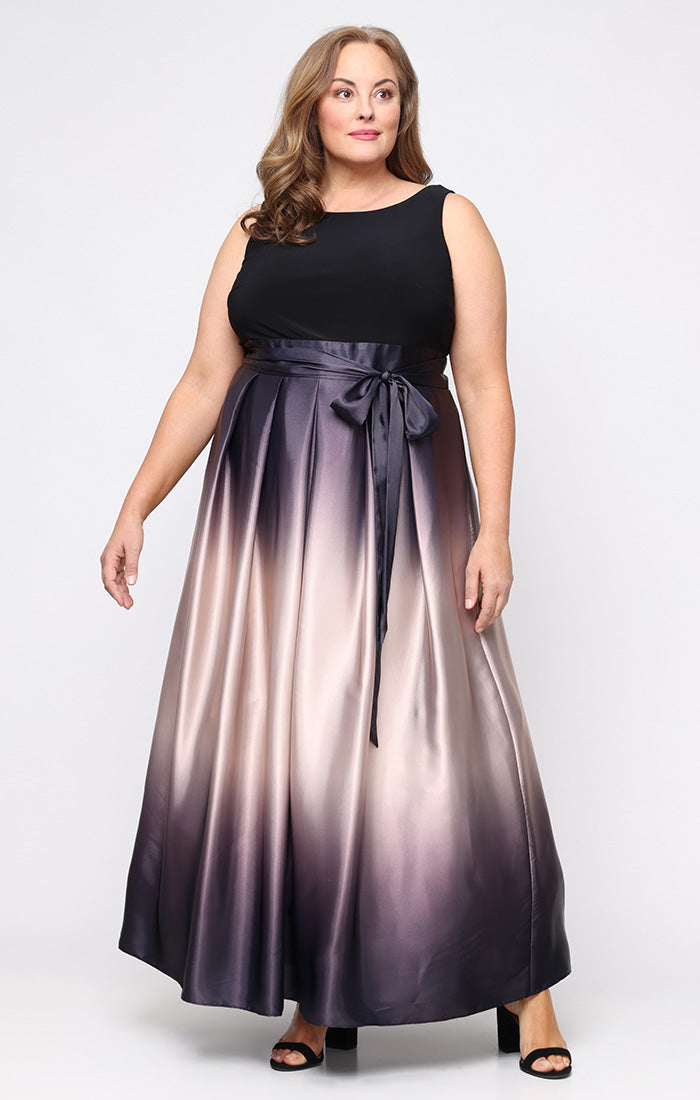 Plus Size Dresses Plus Size Ombre Long Formal Gown Black Champagne
