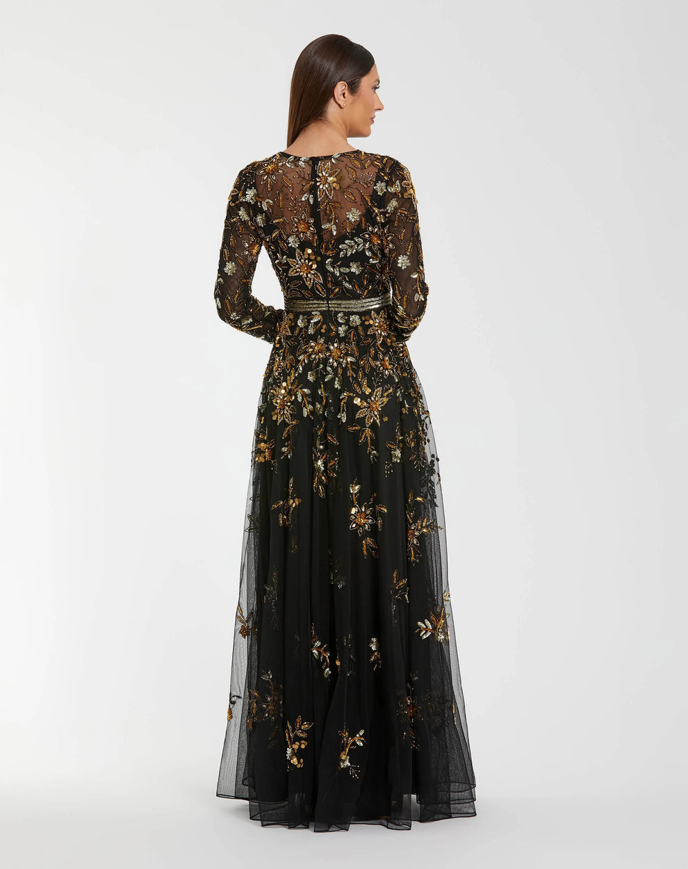 Mother of the Bride Dress Long Formal Sequin Floral Mother of the Bride Dress Black Gold
