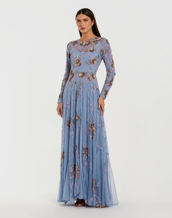 Formal Long Floral A Line Mother of the Bride Dress Mac Duggal 6202