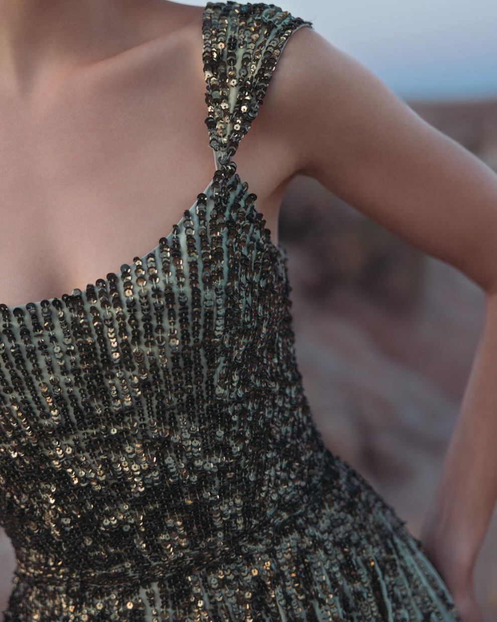 Formal Dresses Sequin Beaded A Line Long Formal Dress Patina Green
