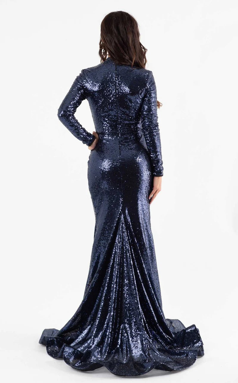 Prom Dresses Long Formal Sequin Dress Navy