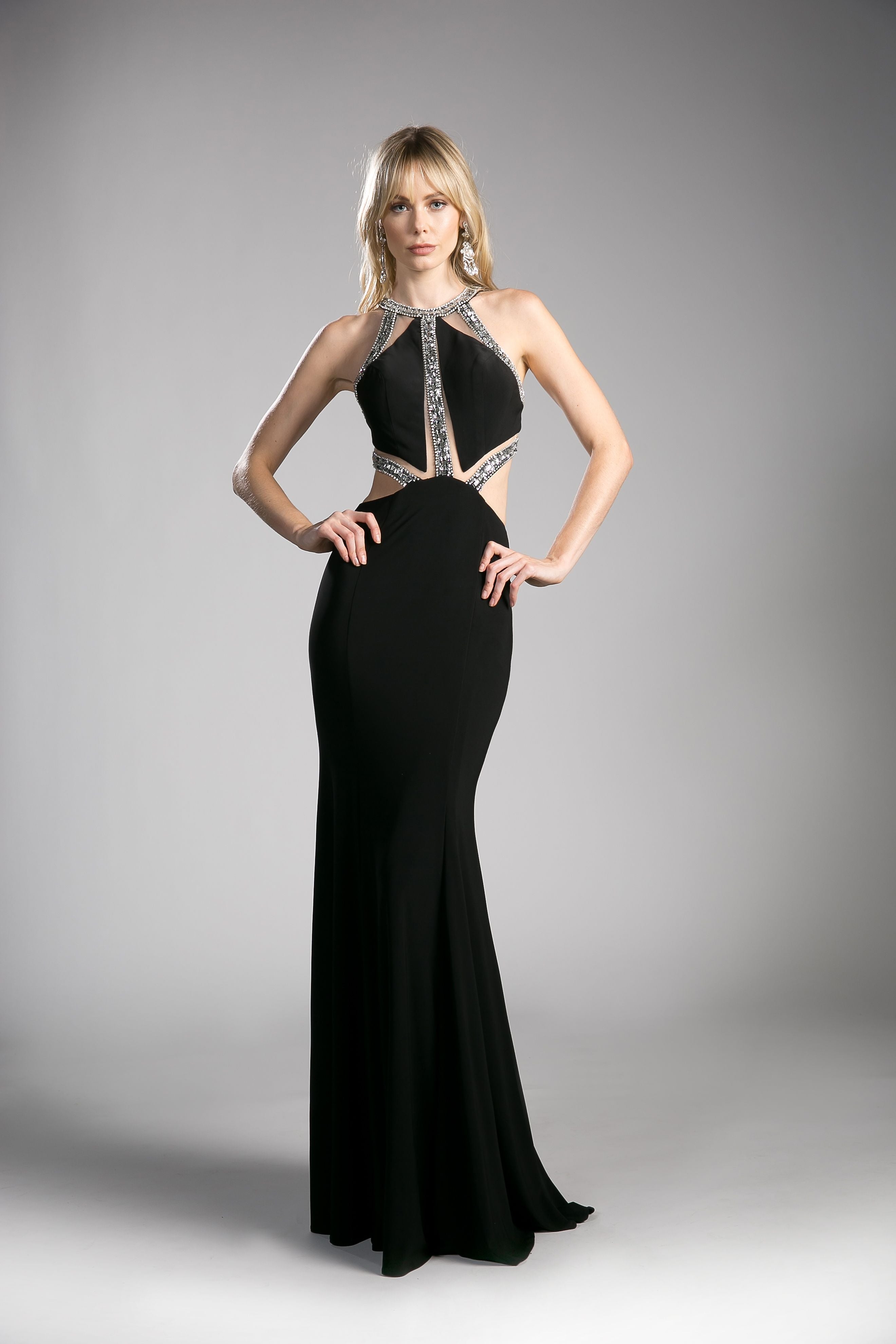 Prom Dresses Beaded Long Formal Fitted Prom Dress Black