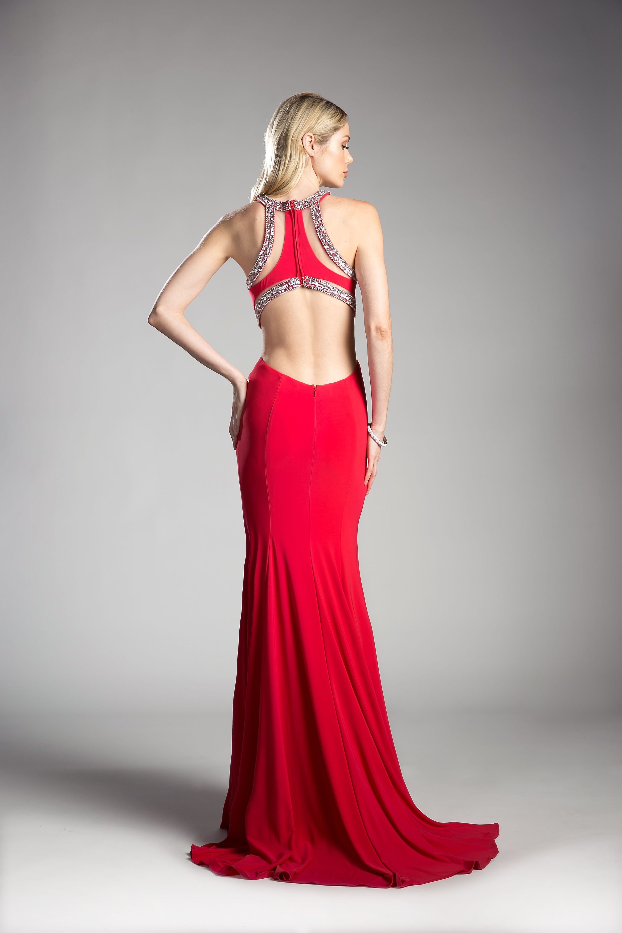 Prom Dresses Beaded Long Formal Fitted Prom Dress Red