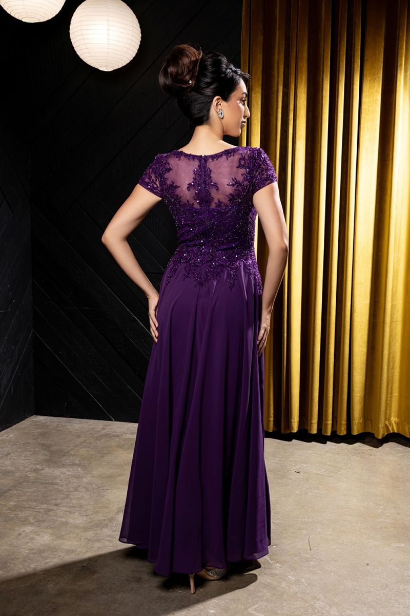 Illusion Floor-Length Chiffon Evening Gown A-Line May Queen 2239