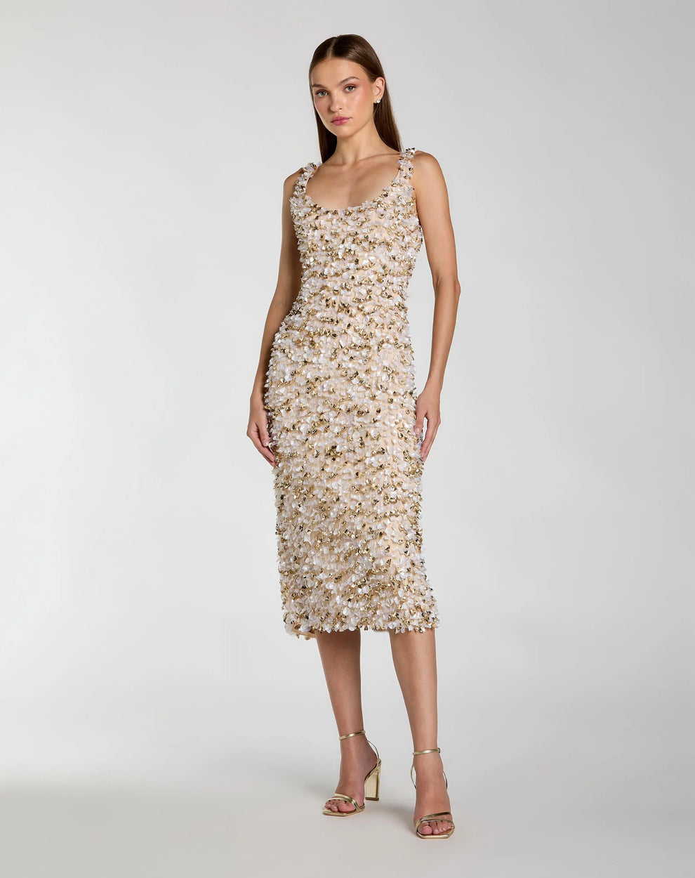 Cocktail Dresses Fitted 3D Floral Short Cocktail Dress Mac Duggal 6224 Peach