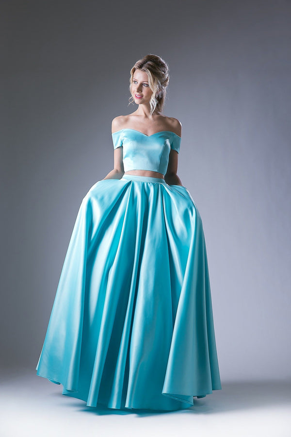 LaDivine 62242 Long Formal Fitted Two Piece Prom Dress
