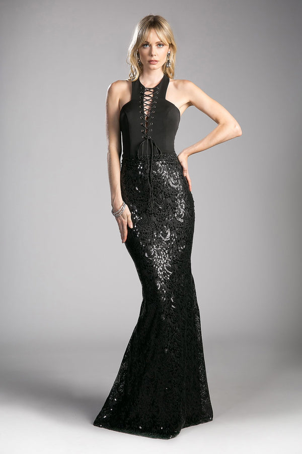 LaDivine 62495 Long Formal Sequin Fitted Prom Dress