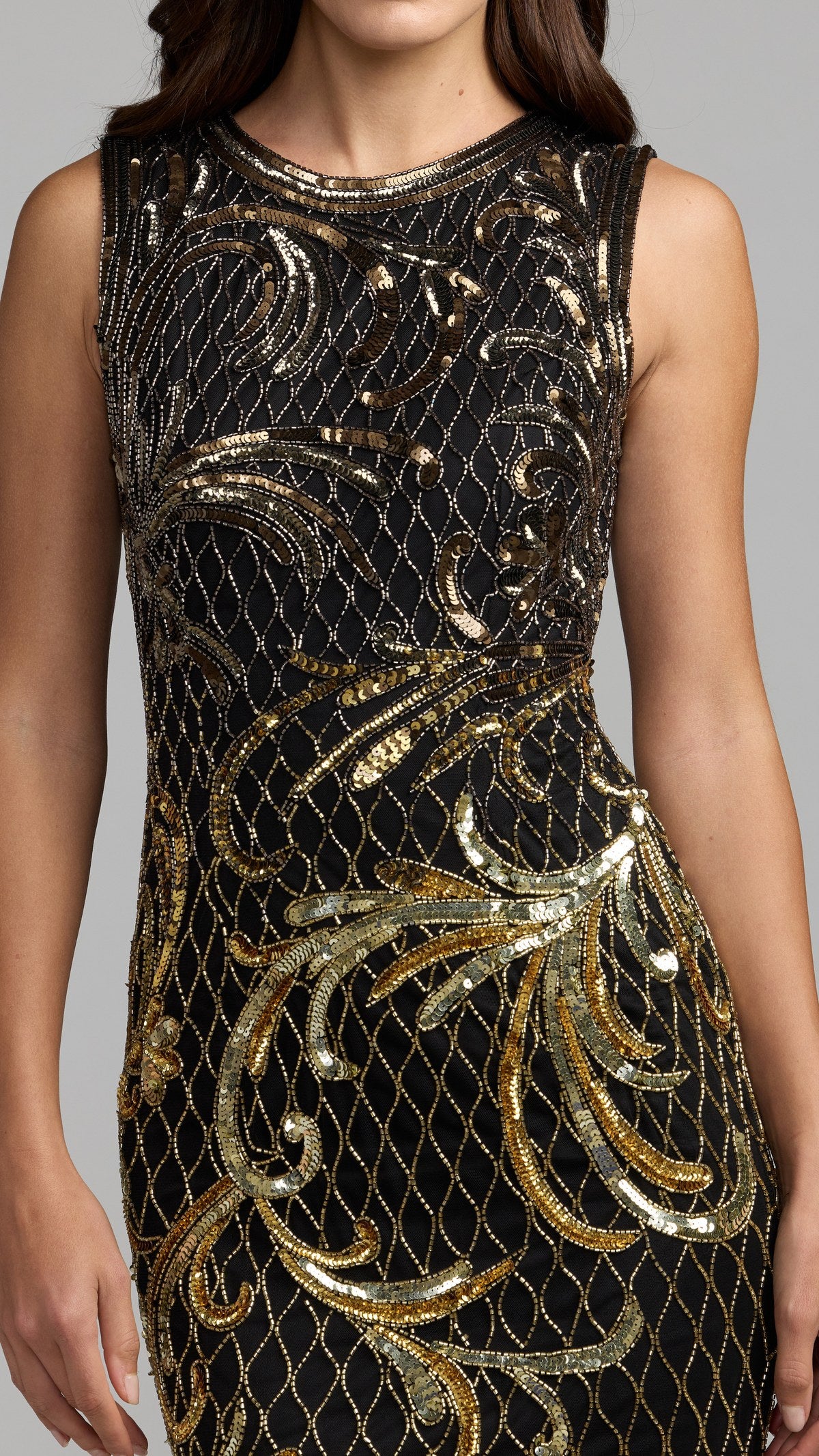 Mac Duggal style 6288 in Black Gold, detail view