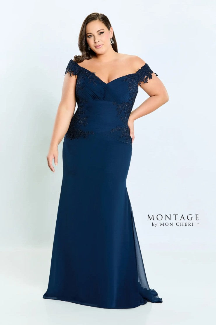 Montage 221964 Lace Applique Long Formal Dress