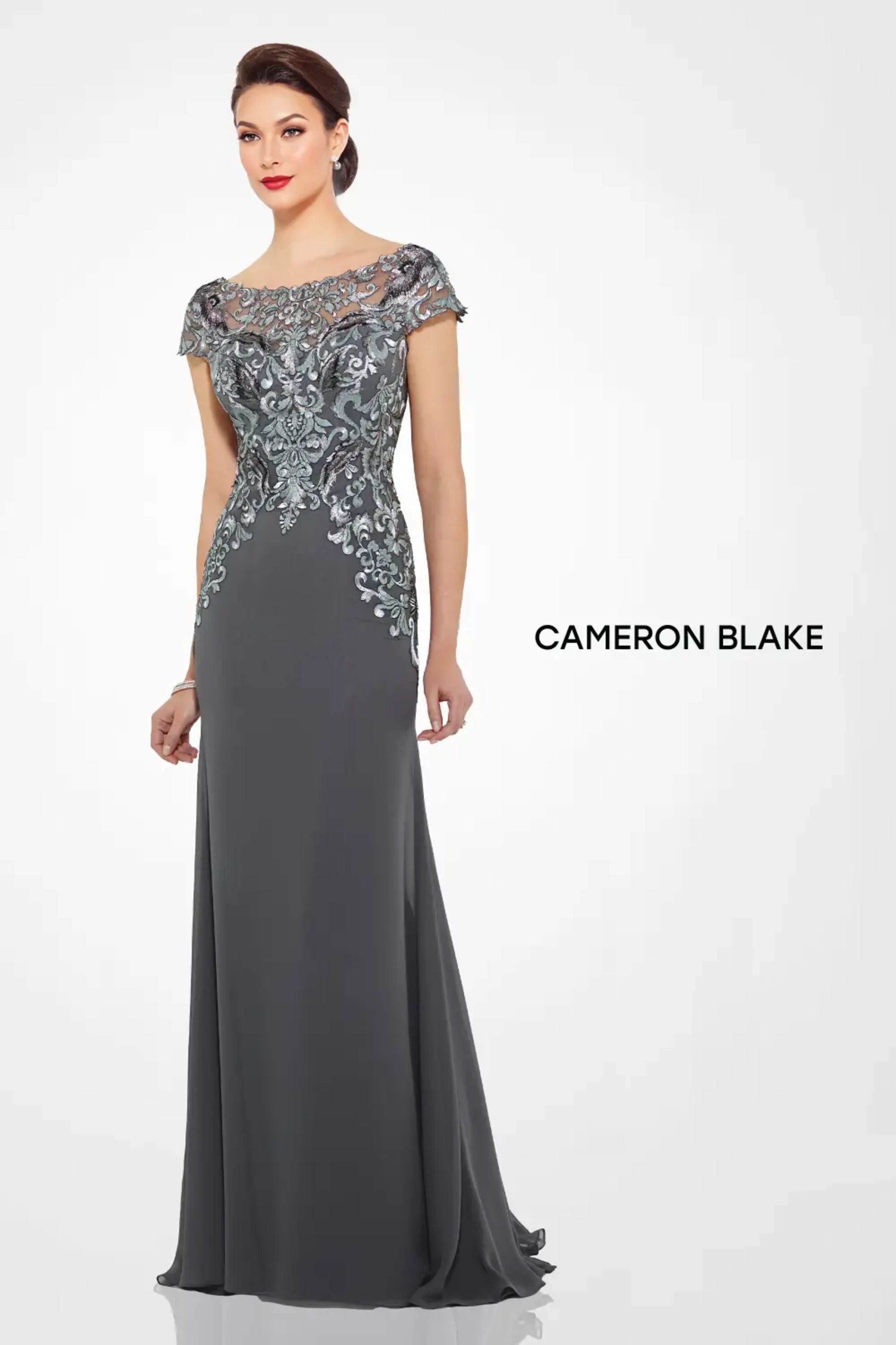 Cameron Blake 216691 Long Mother of the Bride A Line Lace Formal Dress