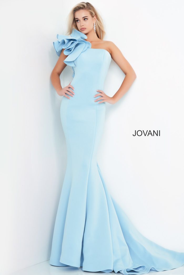 Prom Dresses Long Fitted Mermaid Evening Formal Prom Dress Light Blue