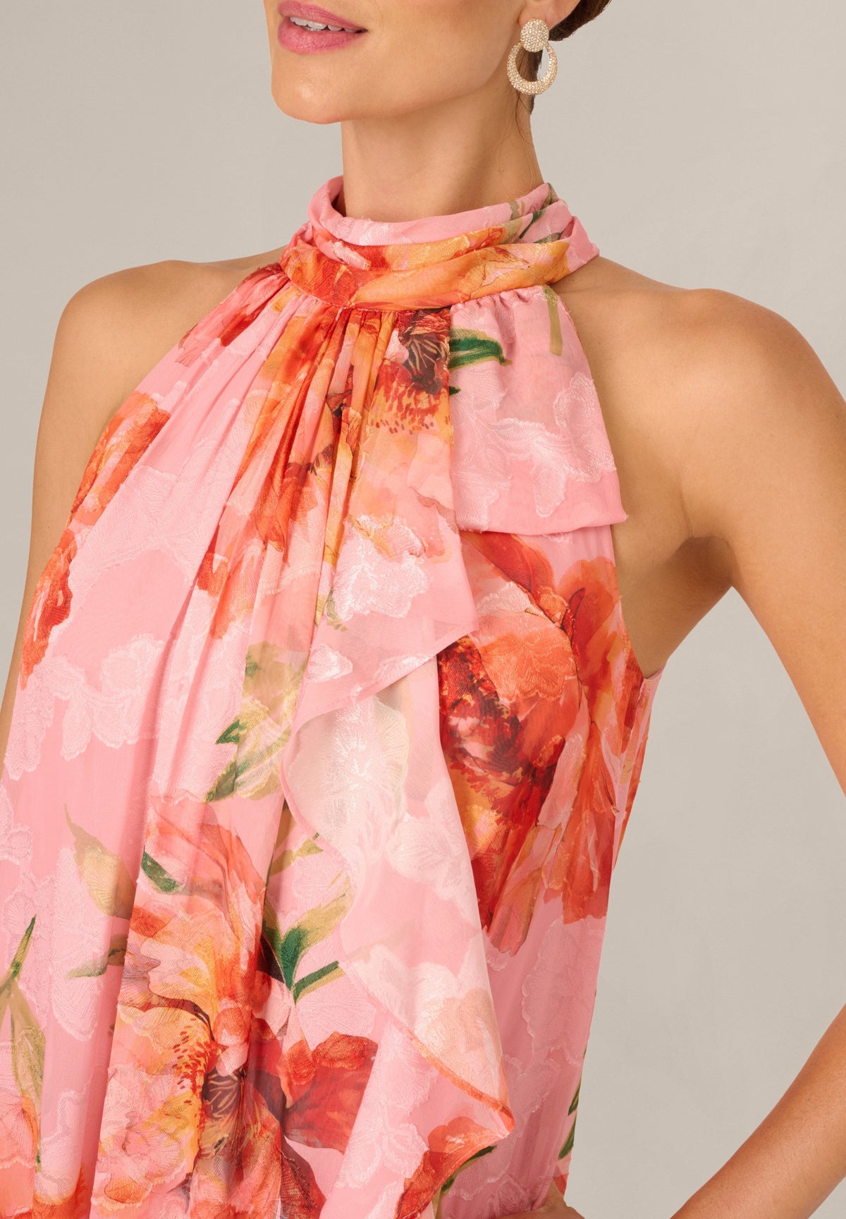 Floral Chiffon Trapeze Halter Gown Adrianna Papell AP1E212942