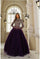 Formal Dresses Beaded Formal Long Sleeve Ruffled Ball Gown Amethyst Nude