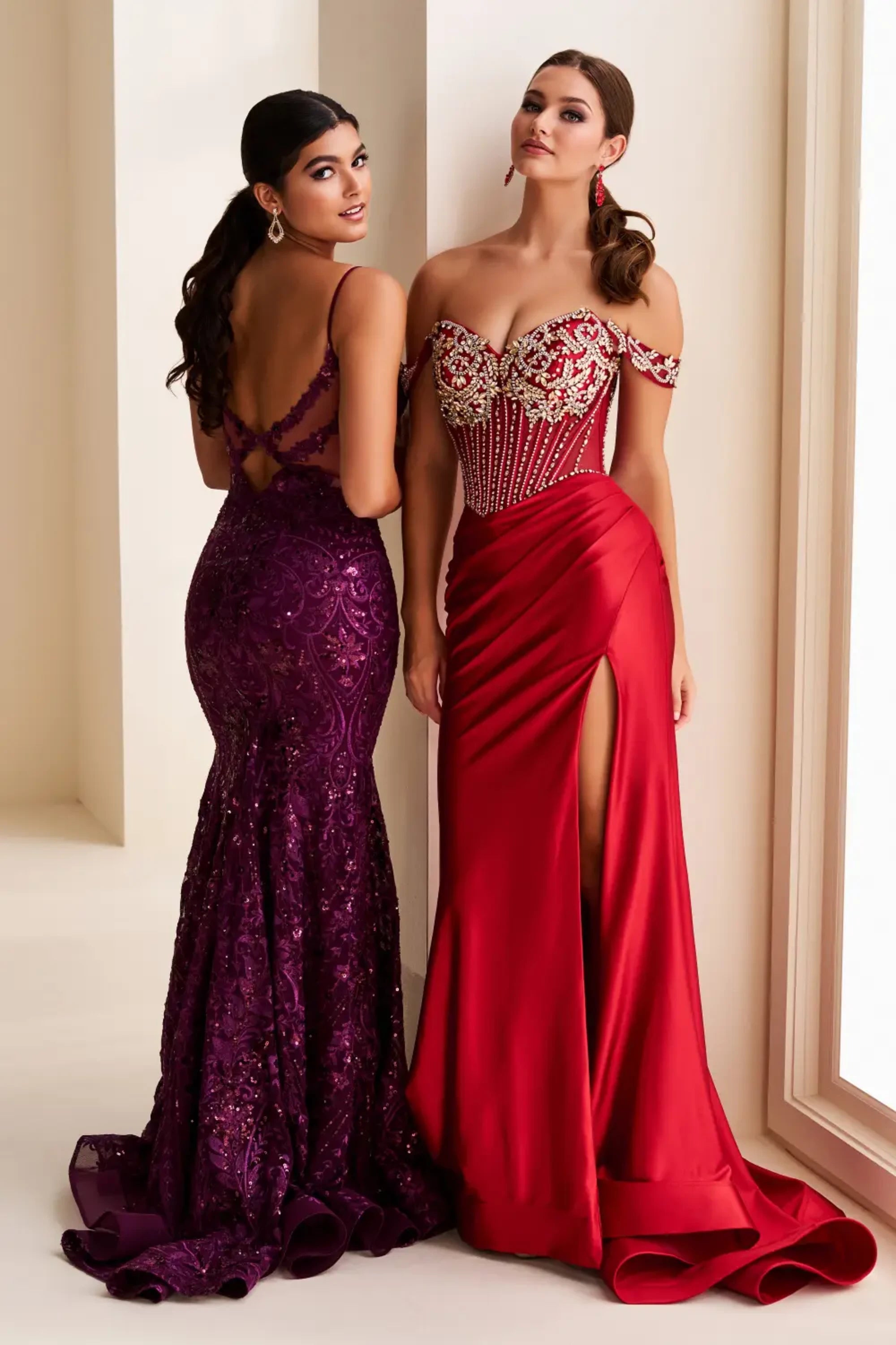Prom Dresses Sequin Long Formal Corset Beaded  Prom Dress Frosted Plum/Gold