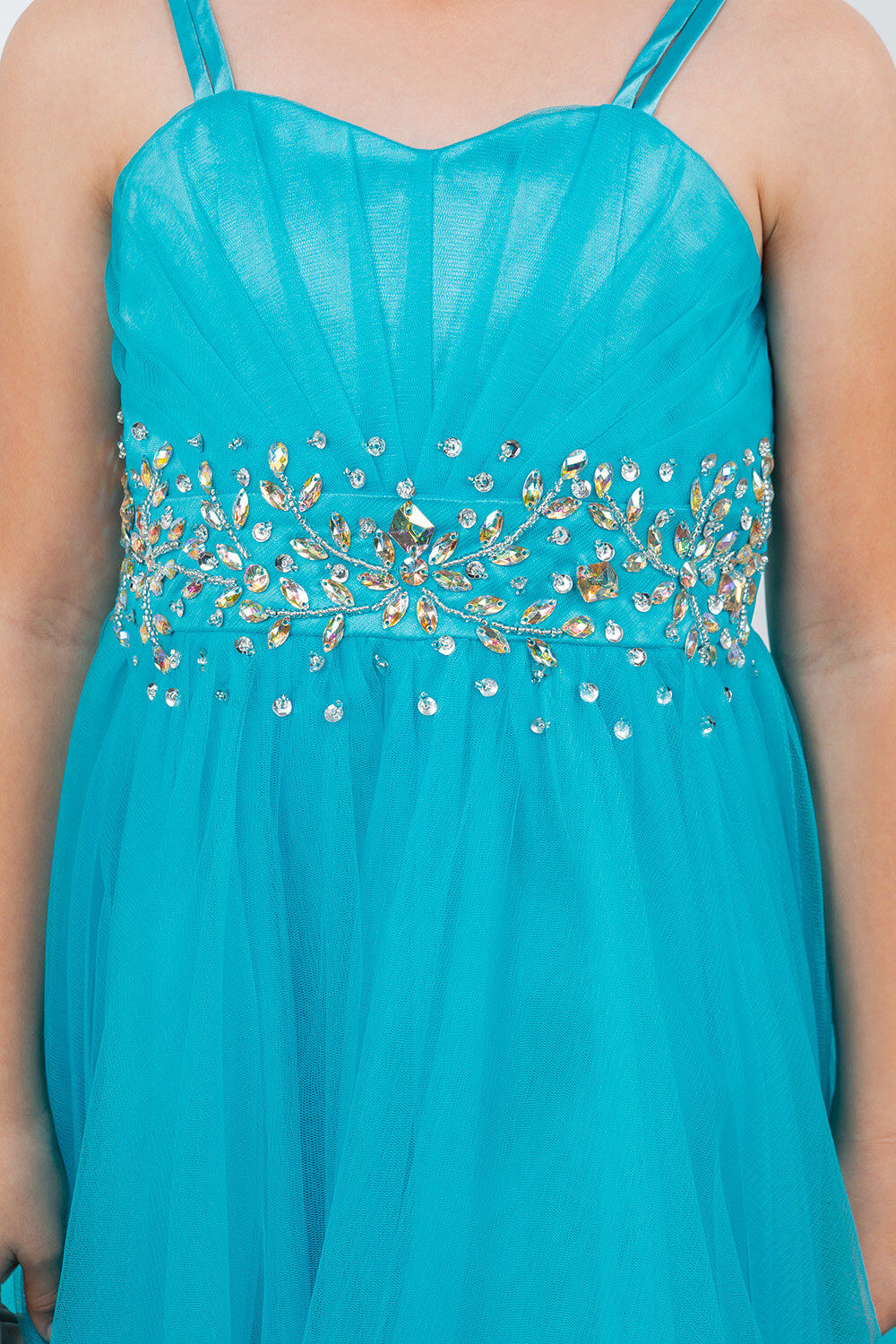 Jade Sweetheart Neck Short Tulle Special Occasion Dress with Beaded Waist Cinderella Couture 65008