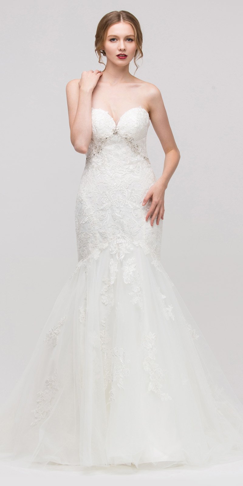 Wedding Dresses Long Lace Mermaid Wedding Dress Eureka Fashion 6507 Off White