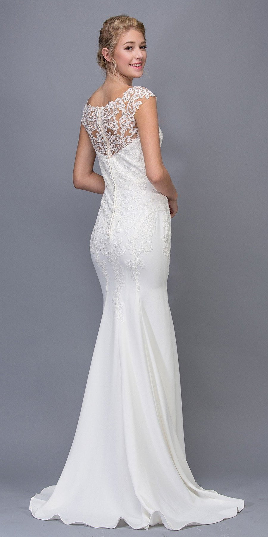 Wedding Dresses Long Lace Bridal Wedding Dress Eureka Fashion 6510 White