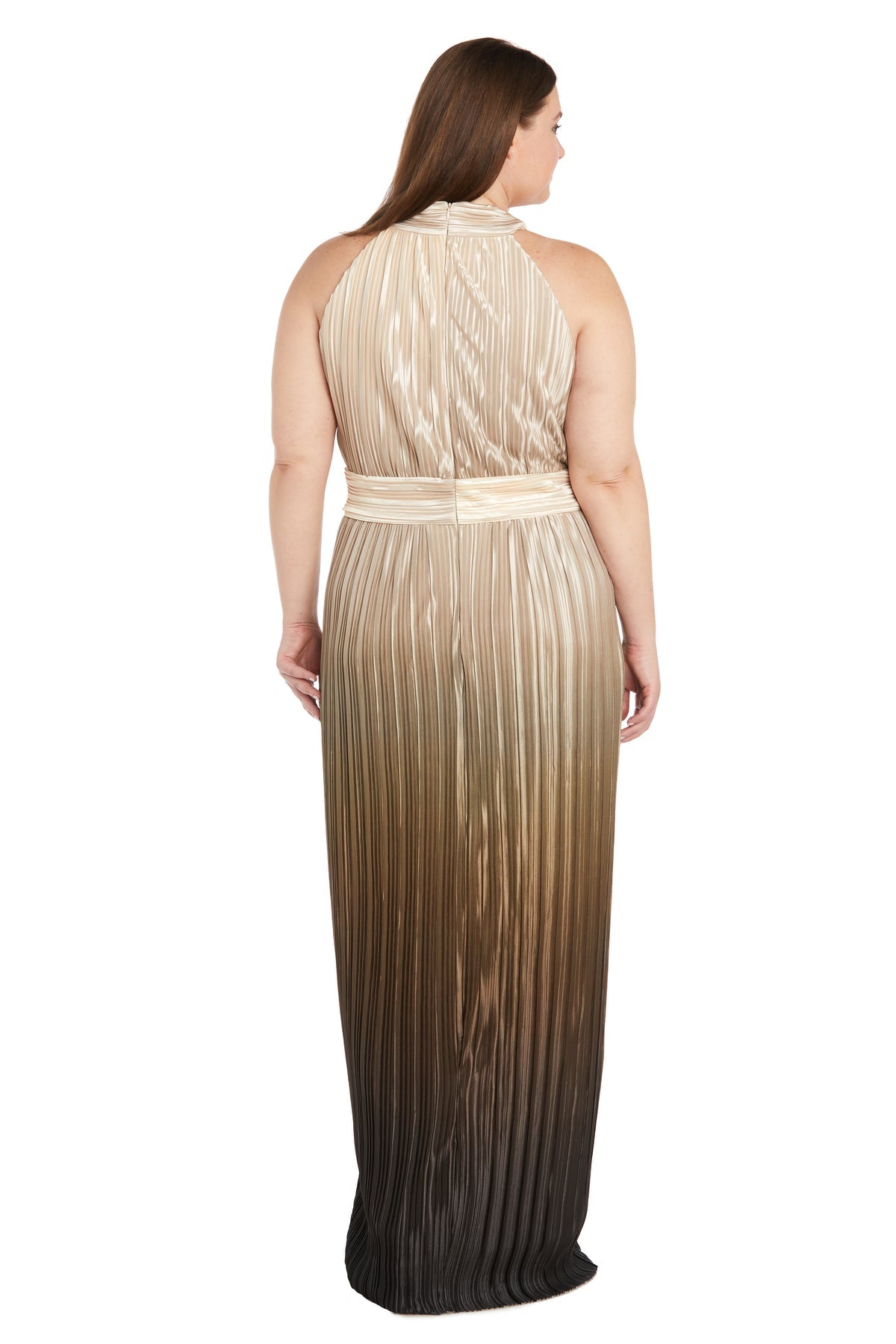 R&M Richards 6606W Pleated Long Formal Plus Size Ombre Dress