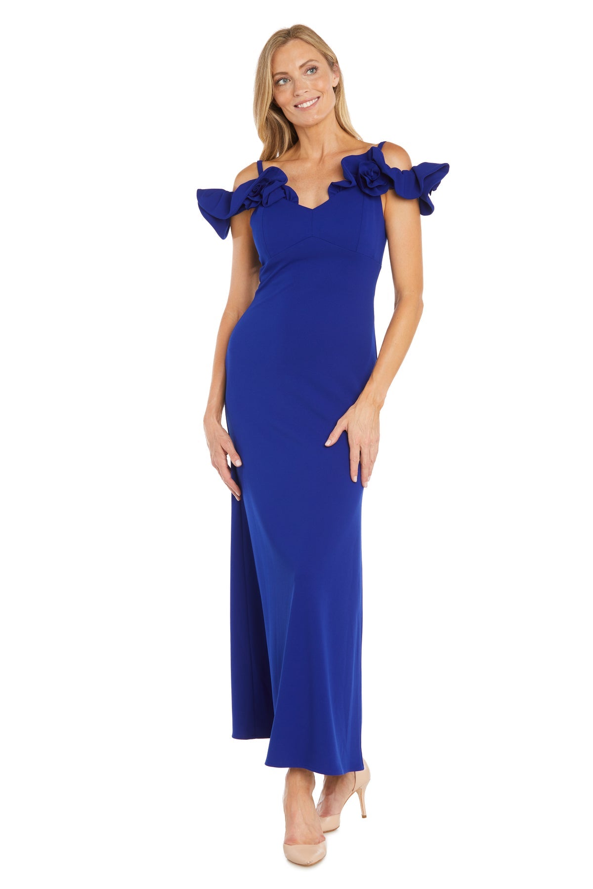 R&M Richards 6628 Long Ruffle Formal Evening Dress