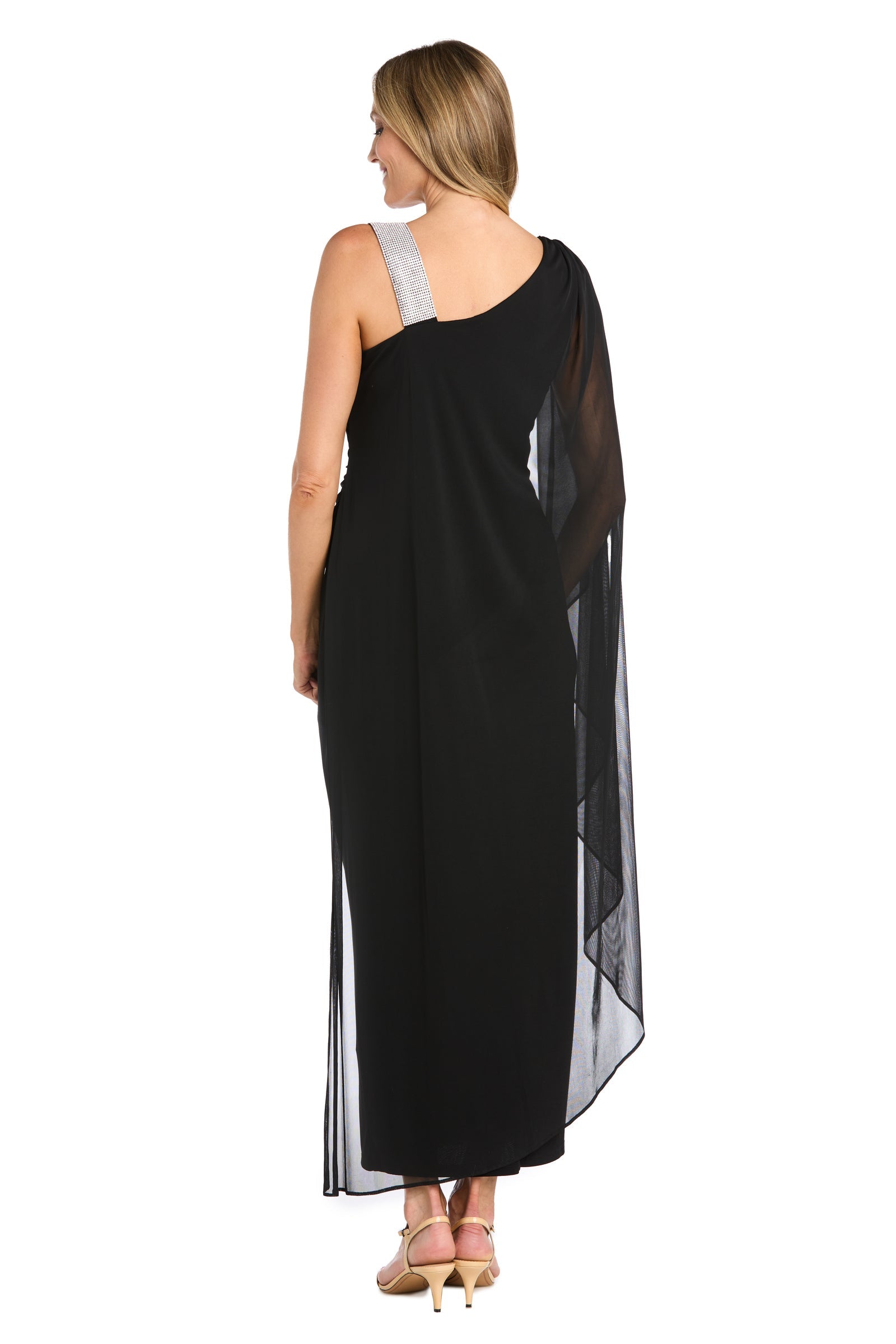 R&M Richards 6634 Long Fitted Formal Cape Dress