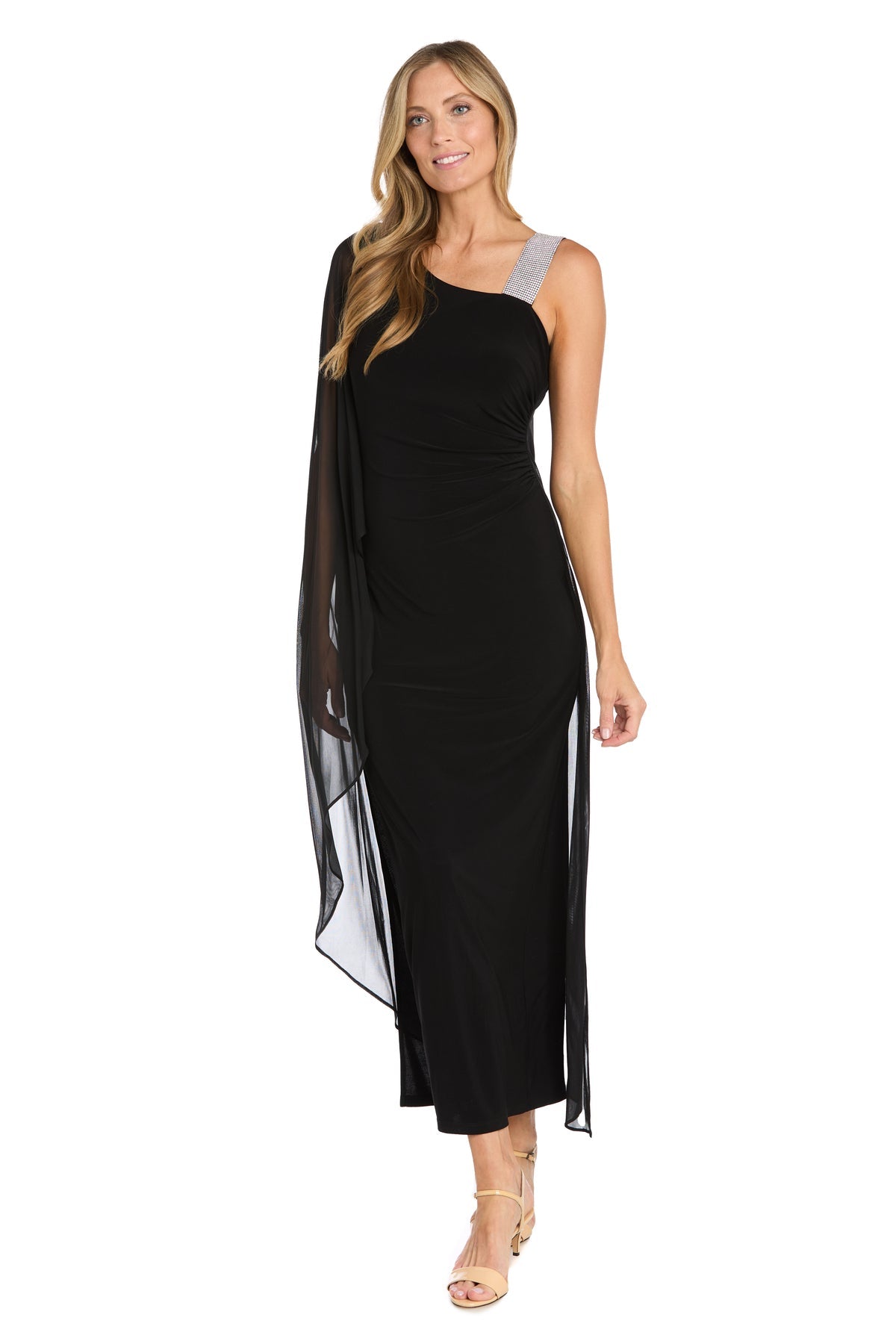 R&M Richards 6634 Long Fitted Formal Cape Dress