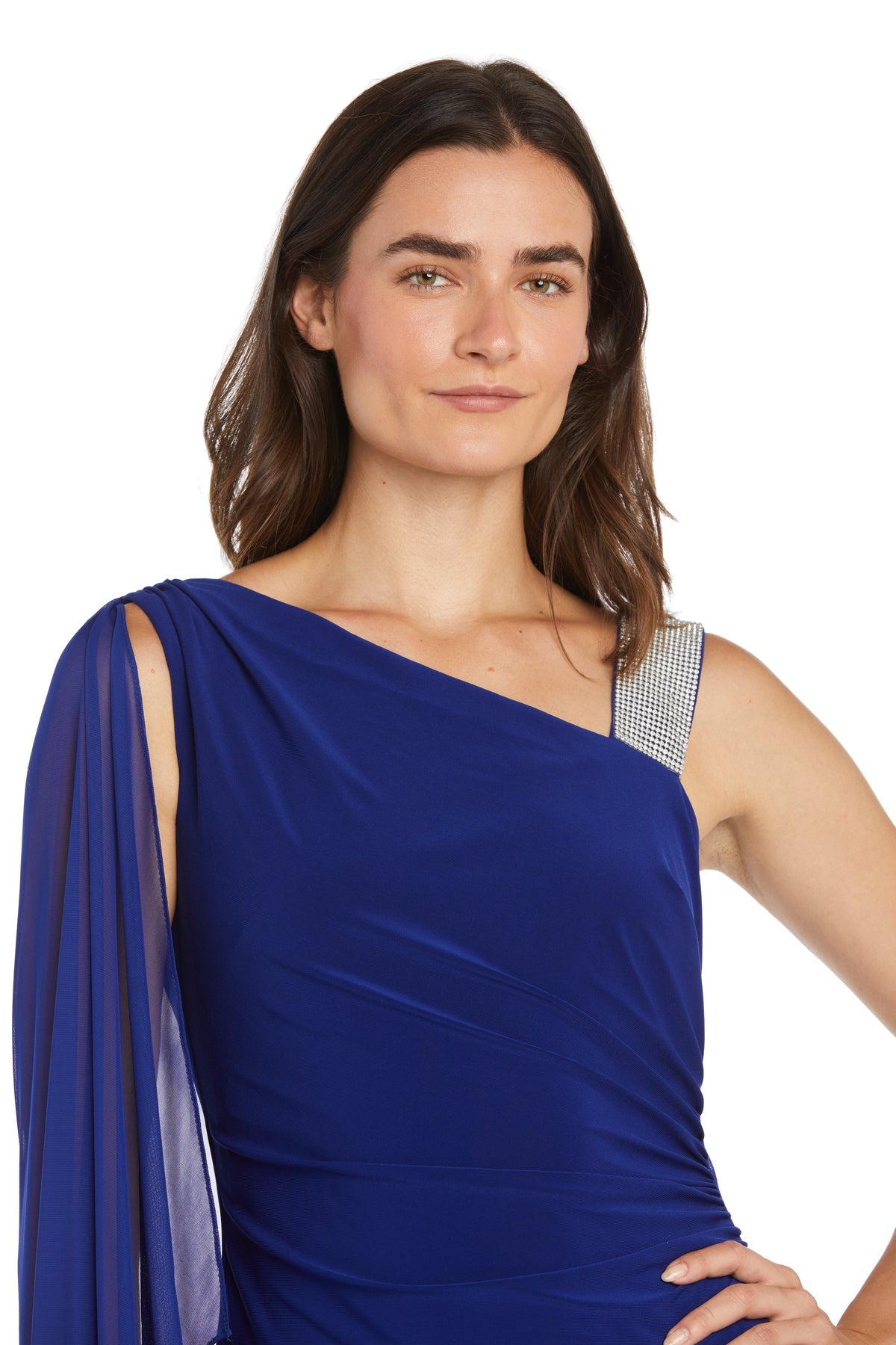 R&M Richards 6634 Long Fitted Formal Cape Dress