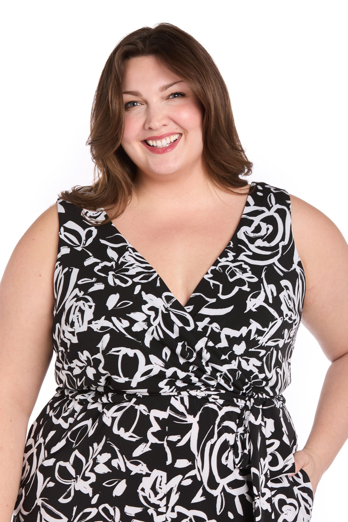 R&M Richards 6657W Plus Size Long Formal Pocket Jumpsuit