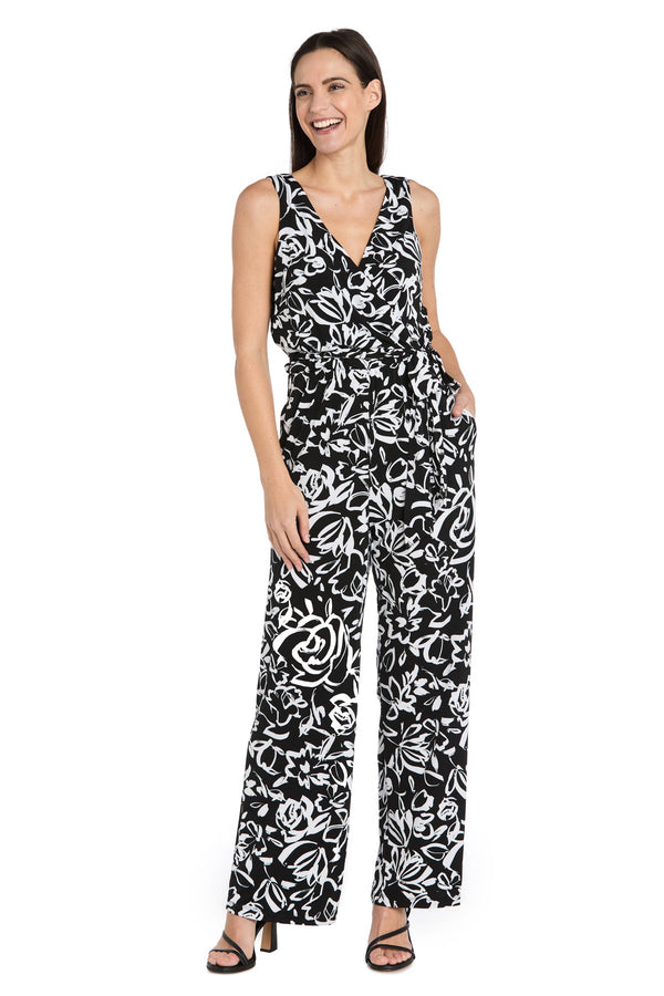 Long Printed Jumpsuit Formal Pocket R&M Richards 6657