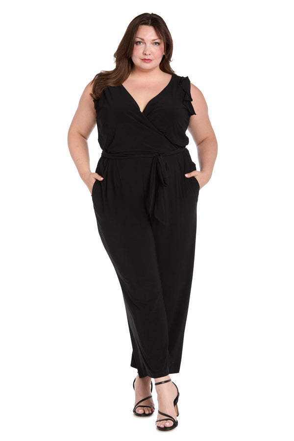 Long Plus Size Formal Jumpsuit Ruffle R&M Richards 6658W