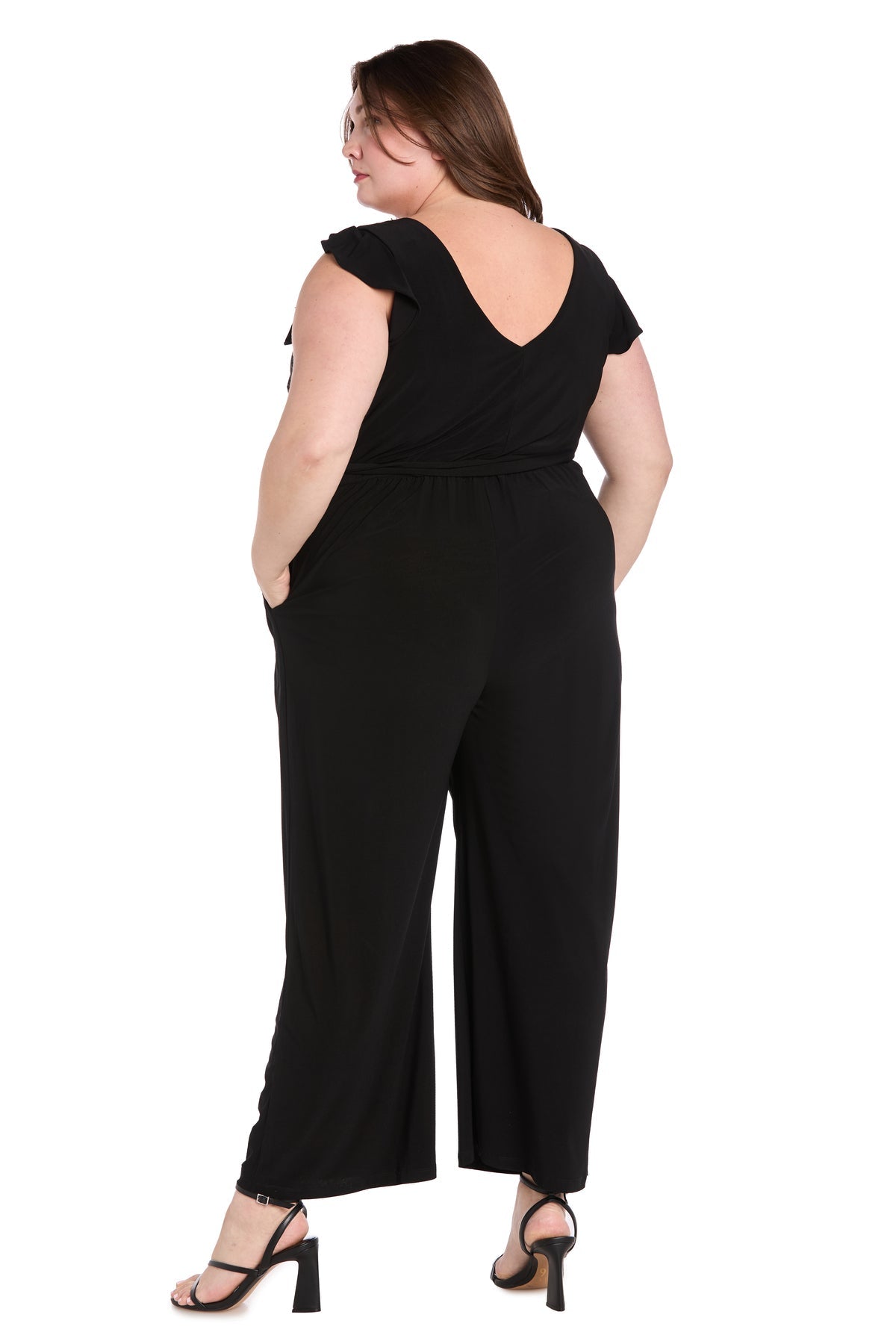 R&M Richards 6658W Long Plus Size Formal Ruffle Jumpsuit