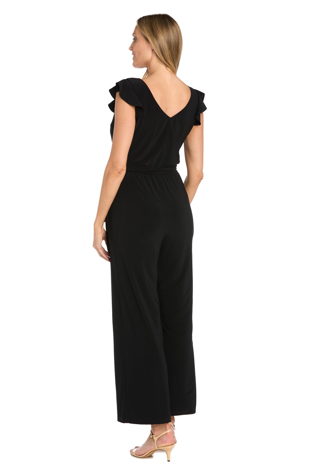 R&M Richards 6658P Long Formal Ruffle Petite Jumpsuit