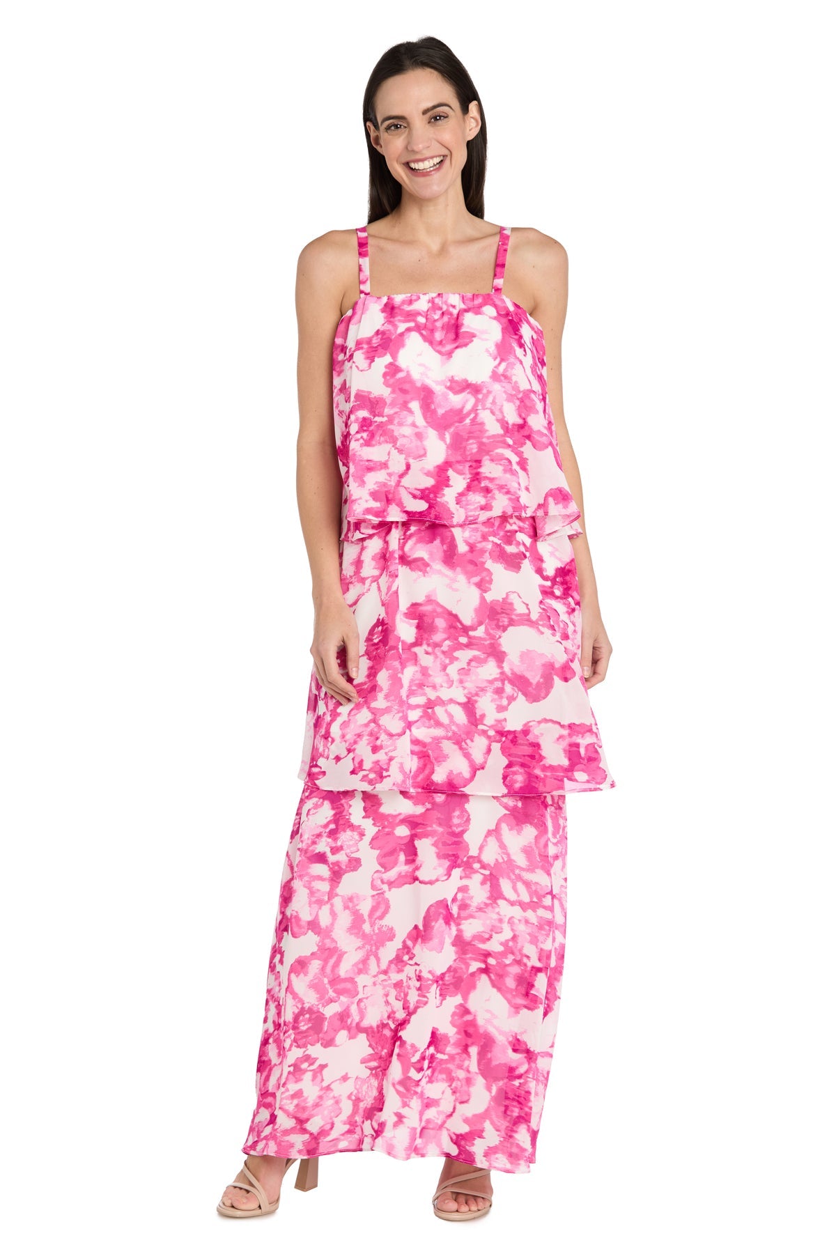 R&M Richards 6661 Long Printed Formal Layered Dress