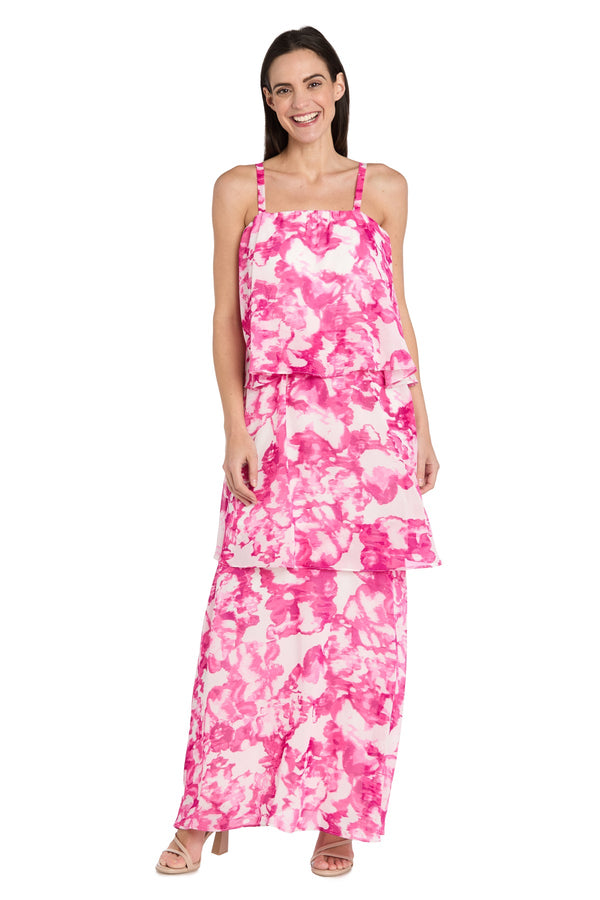 Long Printed Formal Dress Layered R&M Richards 6661